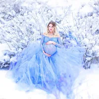 New Gorgeous Lace Maternity Dresses for Photo Shoot Pregnancy Tulle Maxi Dress Sexy Baby Shower Maxi Gown Maternity Clothes