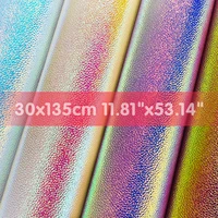 litchi holographic gloss pu leatherette faux leather fabric synthetic sheets for sewing bag bows sofa car diy material 30x135cm
