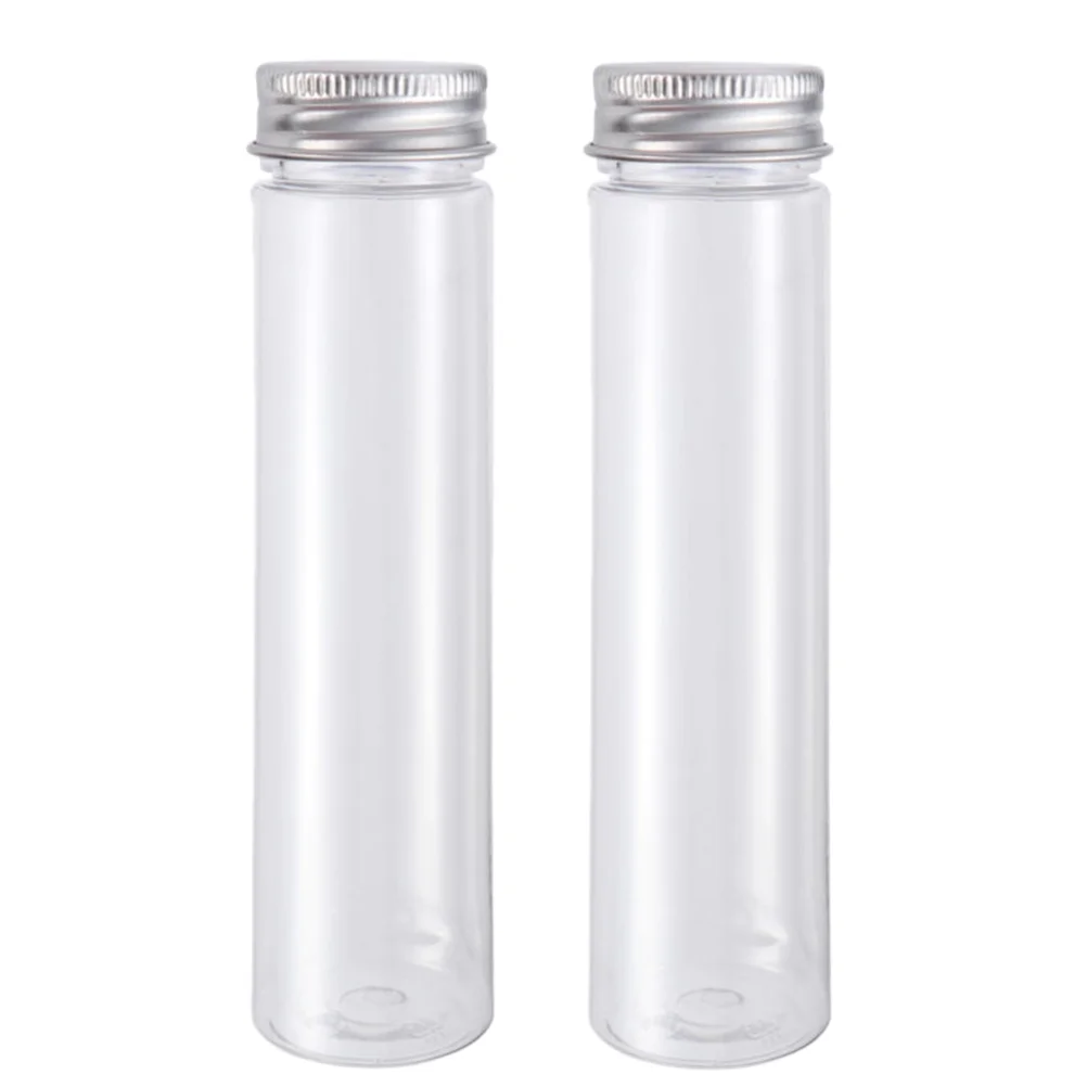 

2pcs 110ml Clear Flat Test Tubes with Screw Caps Candy Travel Lotion Tubes Bean Cookie Nuts Bottle Containers ( Transparent )