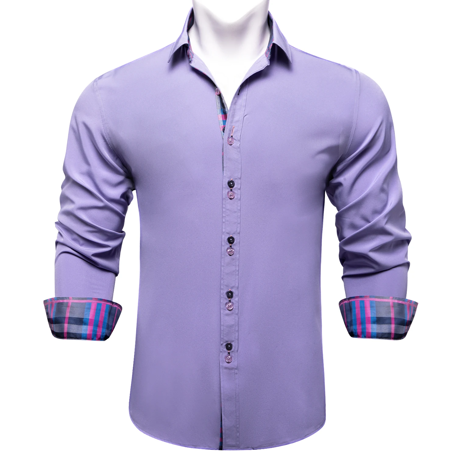 Fashion Purple Business Men Shirt Wedding Party Shirt For Man Spring Fall Turn-Down Collar Long Sleeve Men Wear camisa masculina