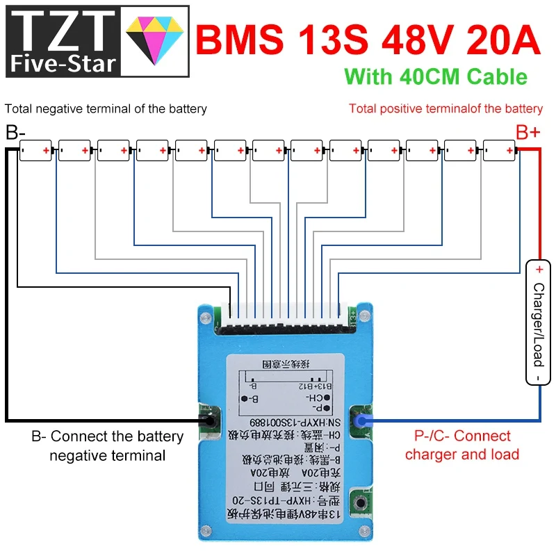 BMS 13S 48 в 15 а Lmo Тройная литий-ионная литиевая батарея 18650 Защитная плата с
