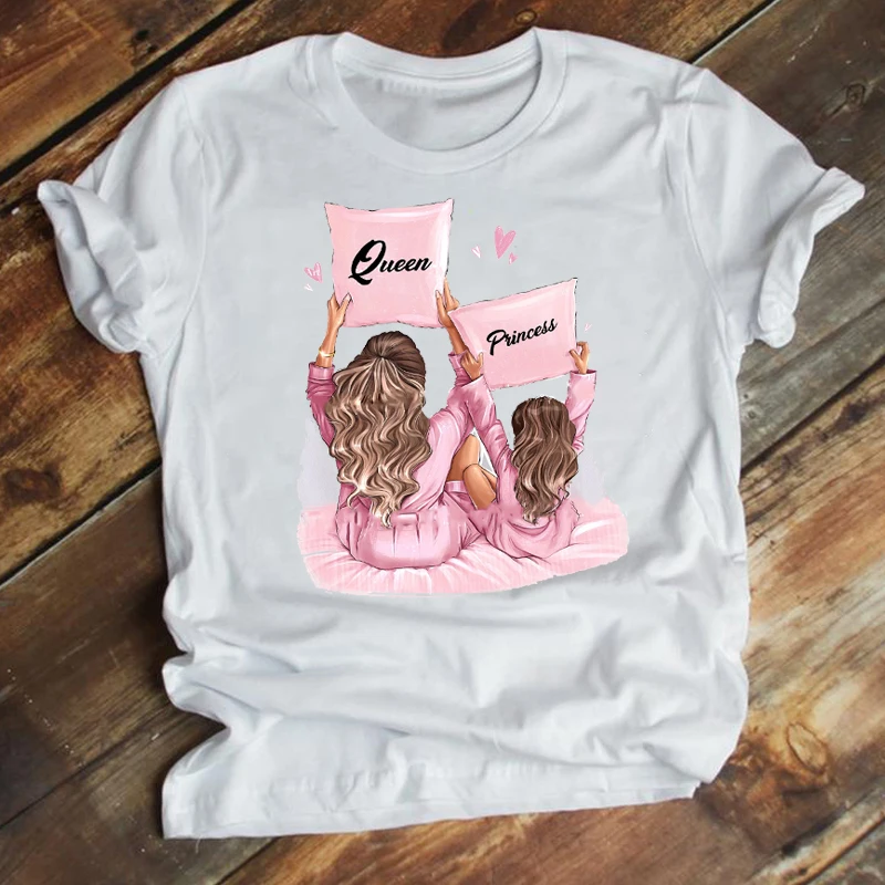 

Женская Акварельная мультяшная Мода для дочери Милая мама летняя красивая футболка с принтом красивая футболка Топ Футболка с графическим ...