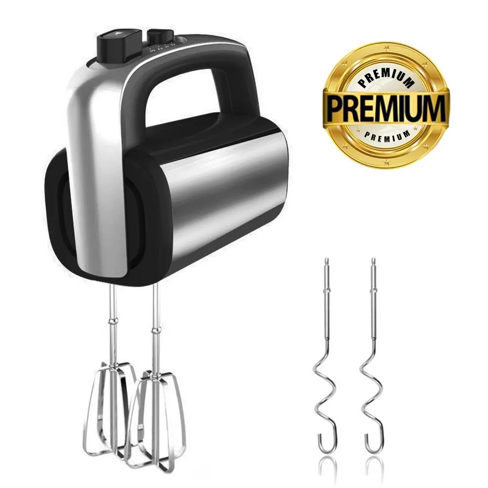 

5 Speed Hand Mixer , Kitchen Hand Held Mixer with Beaters and Dough Hooks, Silver