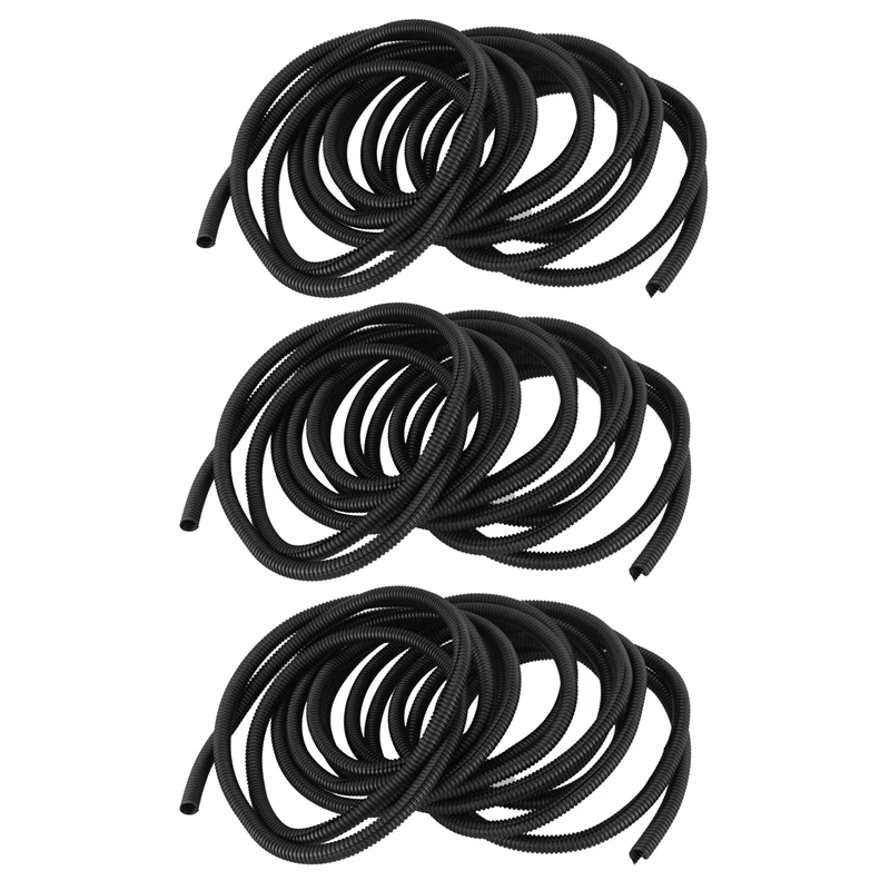 

3Pcs 25 Ft Split Wire Loom Conduit Polyethylene Tubing Black Color Sleeve Tube