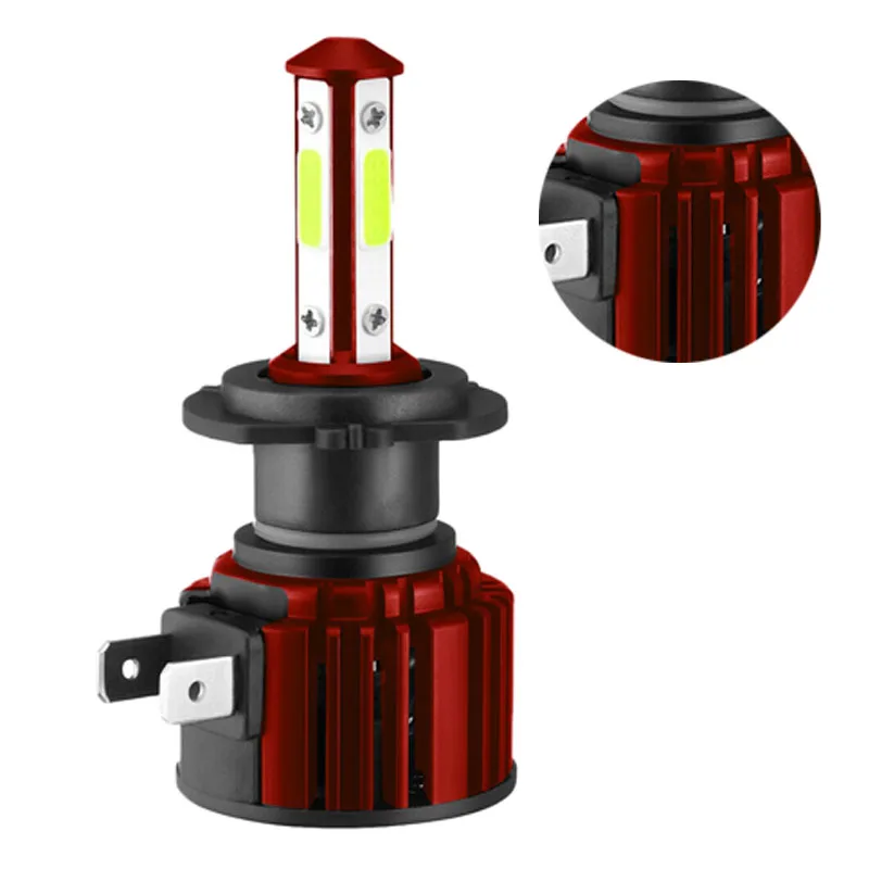 

F8 4-Side Glow LED Car Headlight Automobile LED Lamp Upgrade Section Universal Car Headlight H7 Red