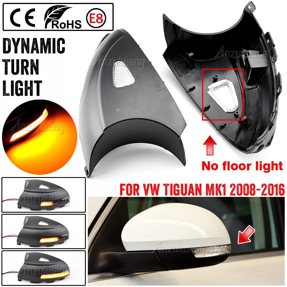 

2pcs LED Side Wing Rearview Mirror Dynamic Indicator Flowing Turn Signal Blinker Repeater Light For VW Tiguan MK1 5n Sharan 7n