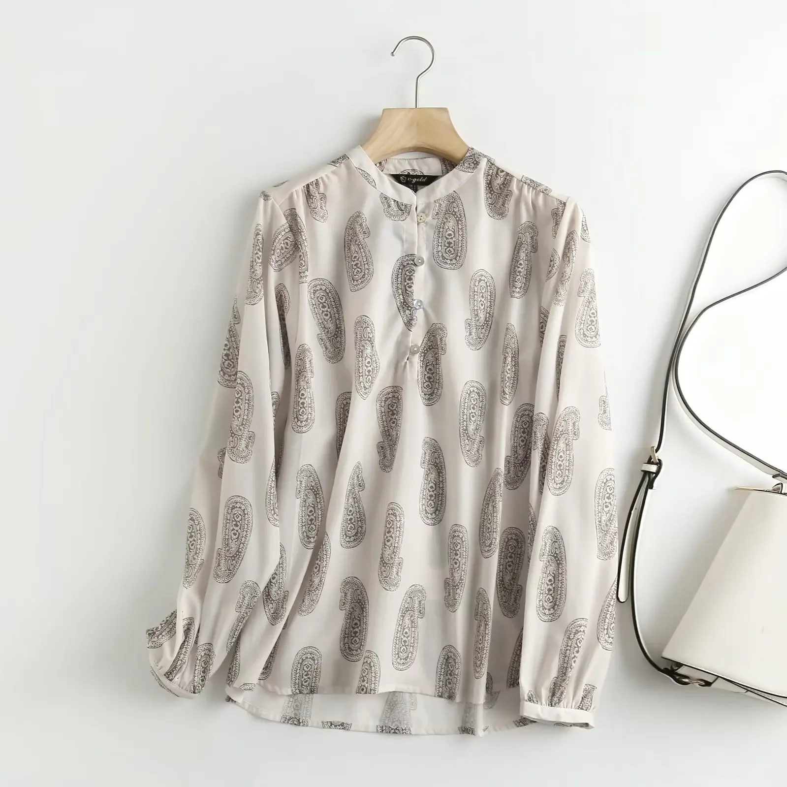 

Женская свободная Длинная блузка с принтом, Повседневная Блузка в стиле ретро с длинными рукавами, украшенная пуговицами, с круглым вырезом, шикарные топы, новинка 2023