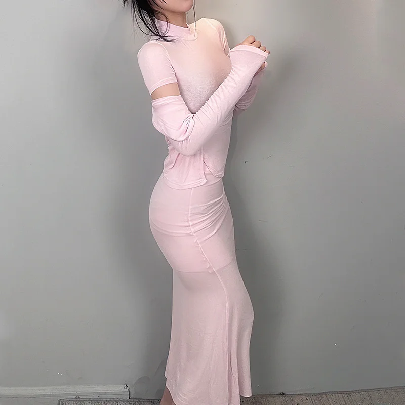 Женский облегающий костюм-тройка привлекательная футболка с круглым вырезом и