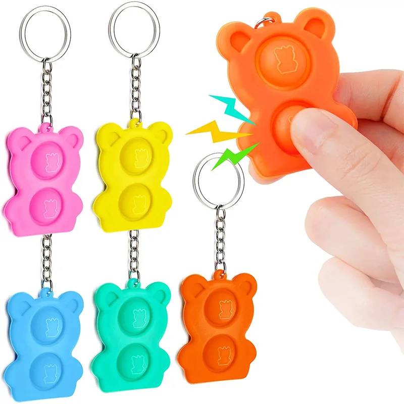 

Mini Bear Simple Dimple Keychain For Adults Kids Stress Relief Fidget Toy Kawaii Hand Gifts ADHD Cute Push Bubble Sensory Tool