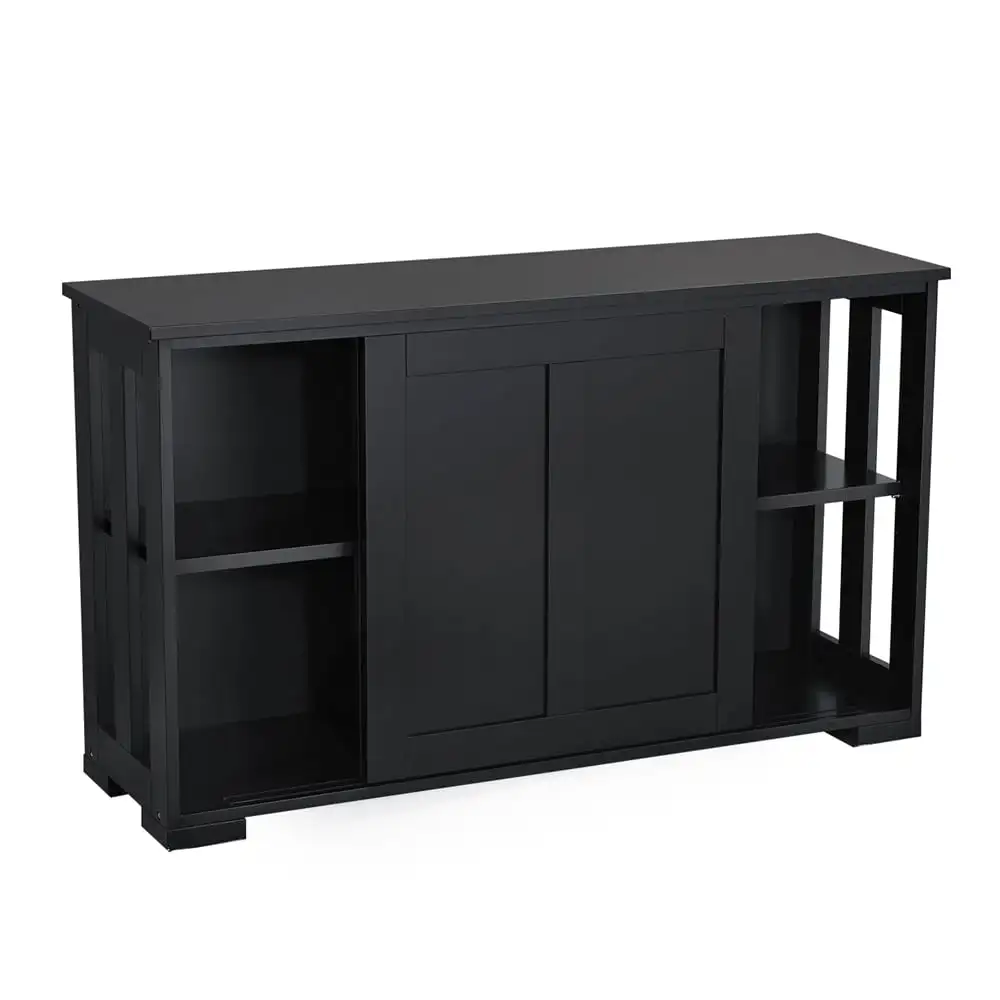 

Stackable Buffet Cabinet with Sliding Door Sideboard Storage Cabinet Black