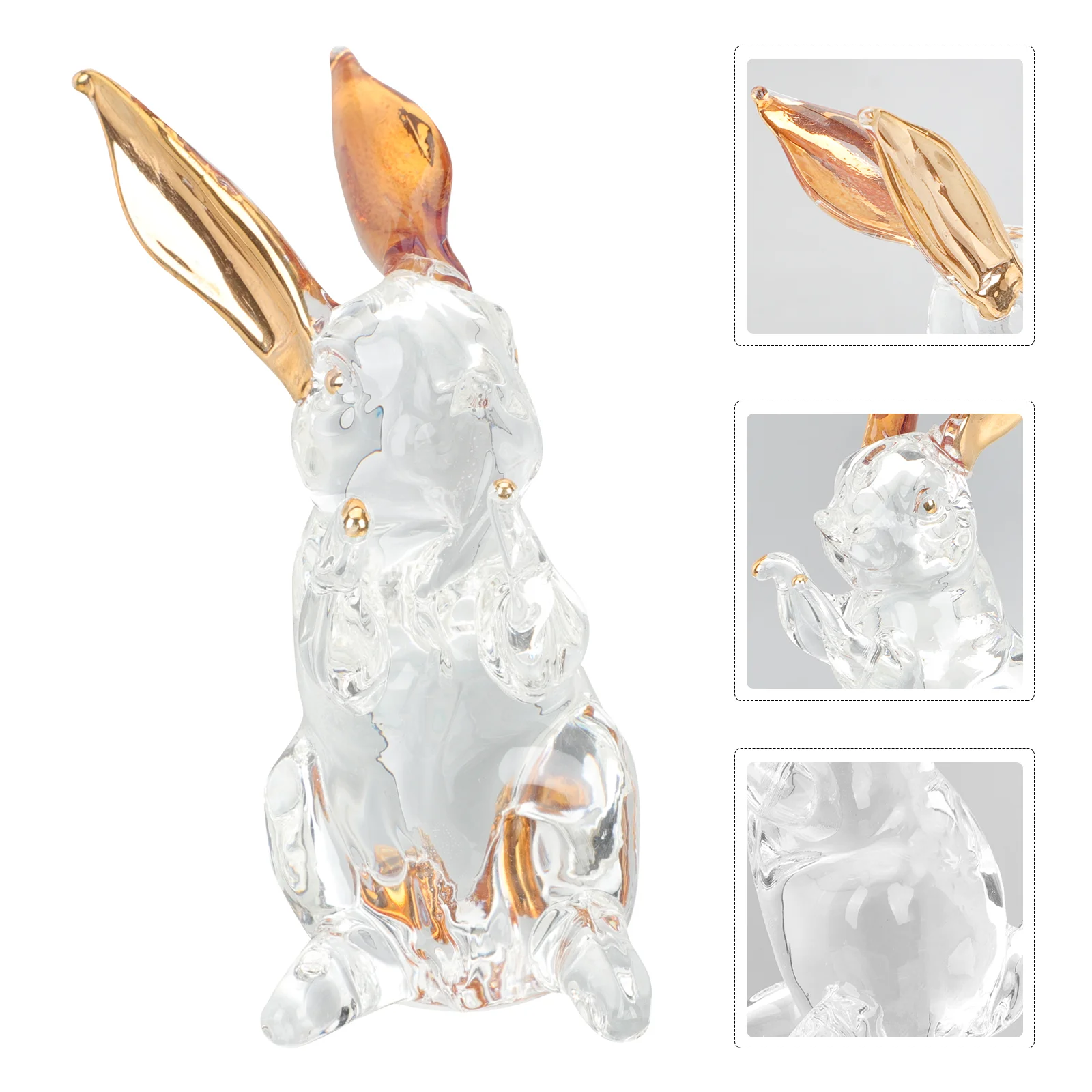 

Rabbit Glass Bunny Figurines Crystal Statue Animal Figurine Blown Garden Hand Paperweight Ornaments Decor Ornamentsculpture