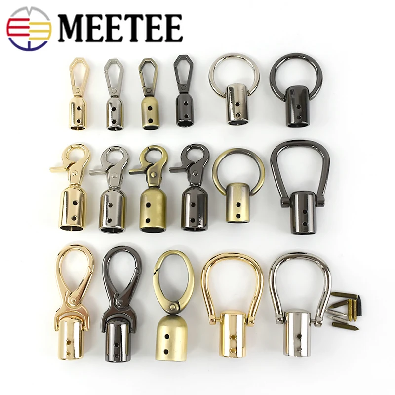 

4/10Pcs Meetee Metal Bag Buckles Tassel Cap Clip Clasp Handbag Strap Cord Stopper Belt Hook Hanger DIY Hardware Accessories