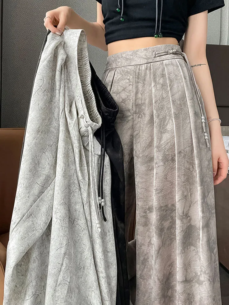 Шикарный дизайн мешковатые широкие брюки женские повседневные эластичные с