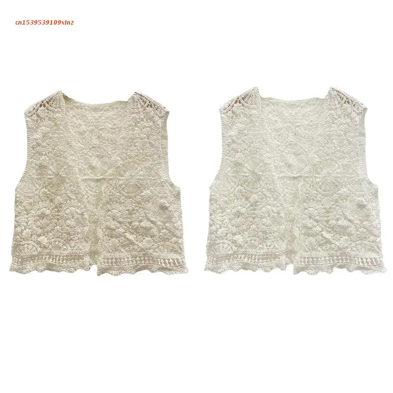 

Женский жилет в стиле бохо, открытая майка без рукавов, ажурные майки