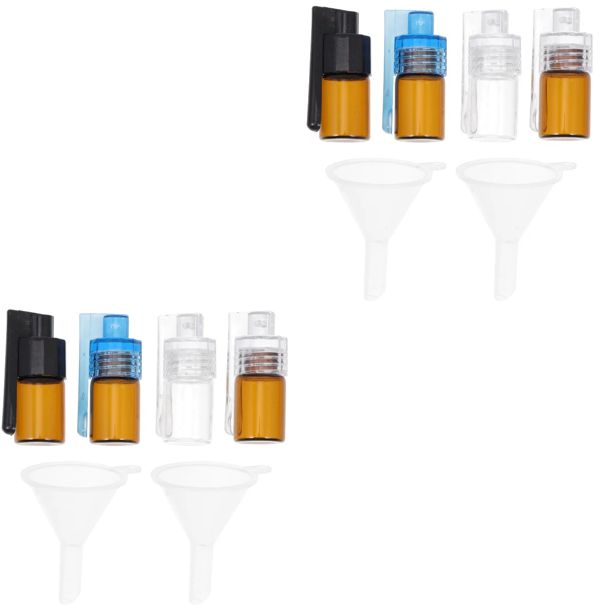 

12pcs Snuff Bottle with Funnel Glass Bottle Glass Container with Spoon Funnel Small Pocket Glass Vial