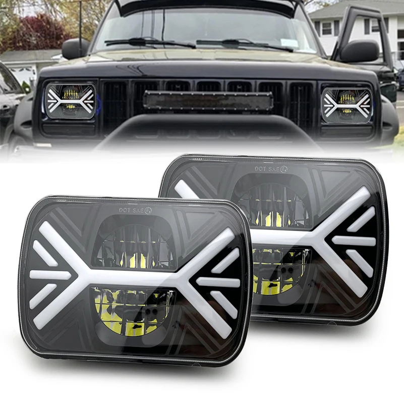 2X 2021 Новый H6054 5x7 7x6 светодиодные фары DRL сигнал поворота для Jeep Cherokee XJ Wrangler YJ Ford Chevy GMC Toyota Nissan.