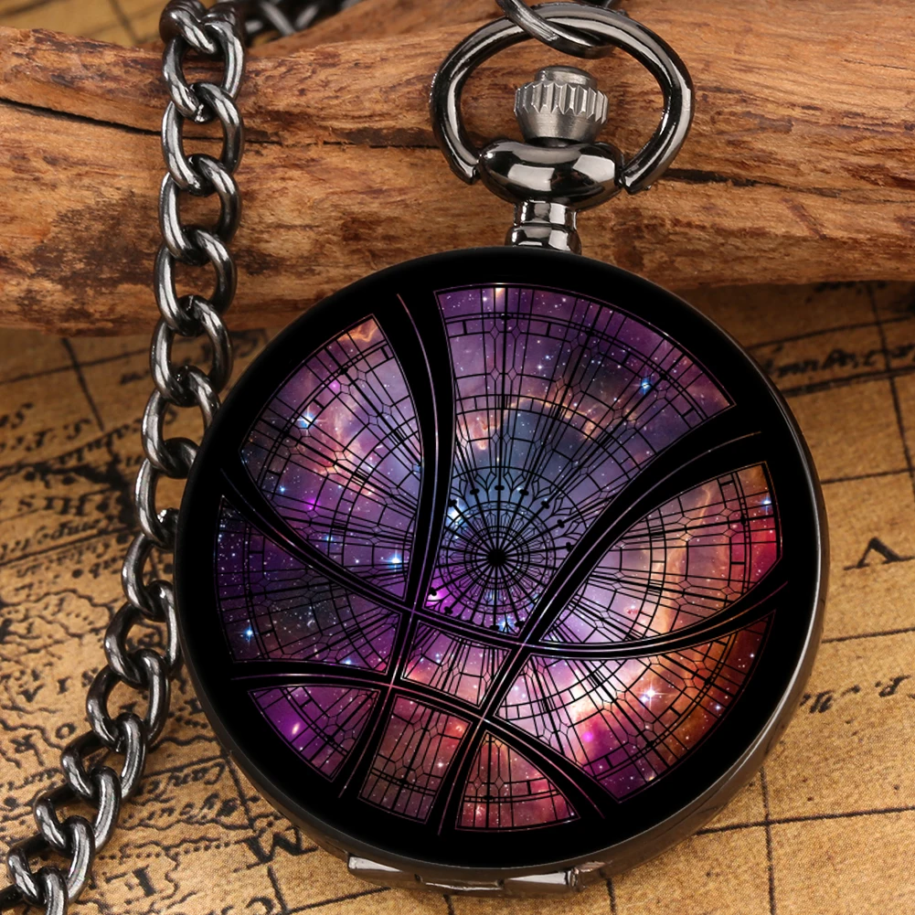 Pocket Watch with Chain Creative Magic Pattern Cover Quartz Pocket Watch Necklace Pendant Gift for Boyfriend Relógio De Bolso