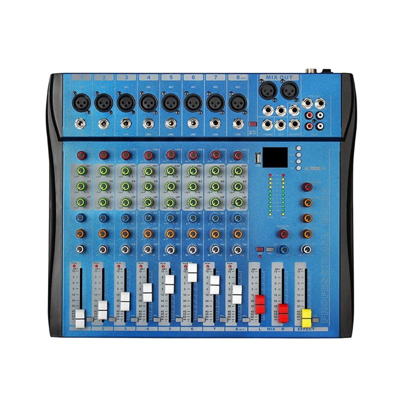 

8 Channel Bluetooth Mixer Console USB Audio Sound Card Console for Professional Recording and Live Broadcasting US Plug