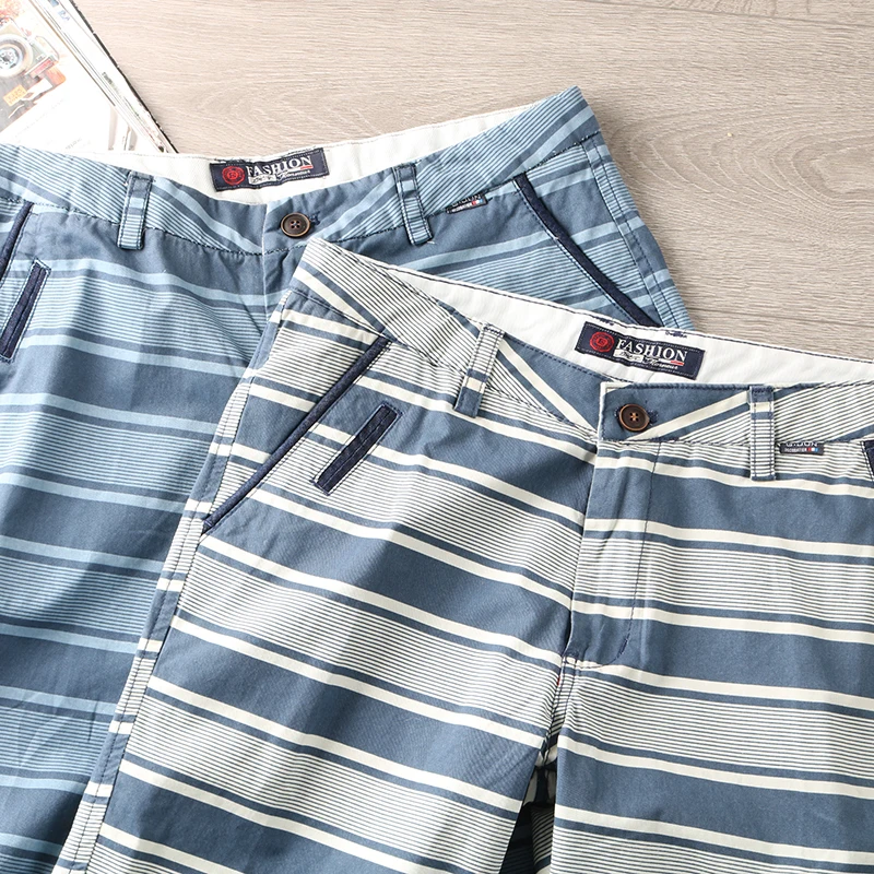 Western Sle! Хлопковые мужские повседневные брюки в полоску с эффектом потертости