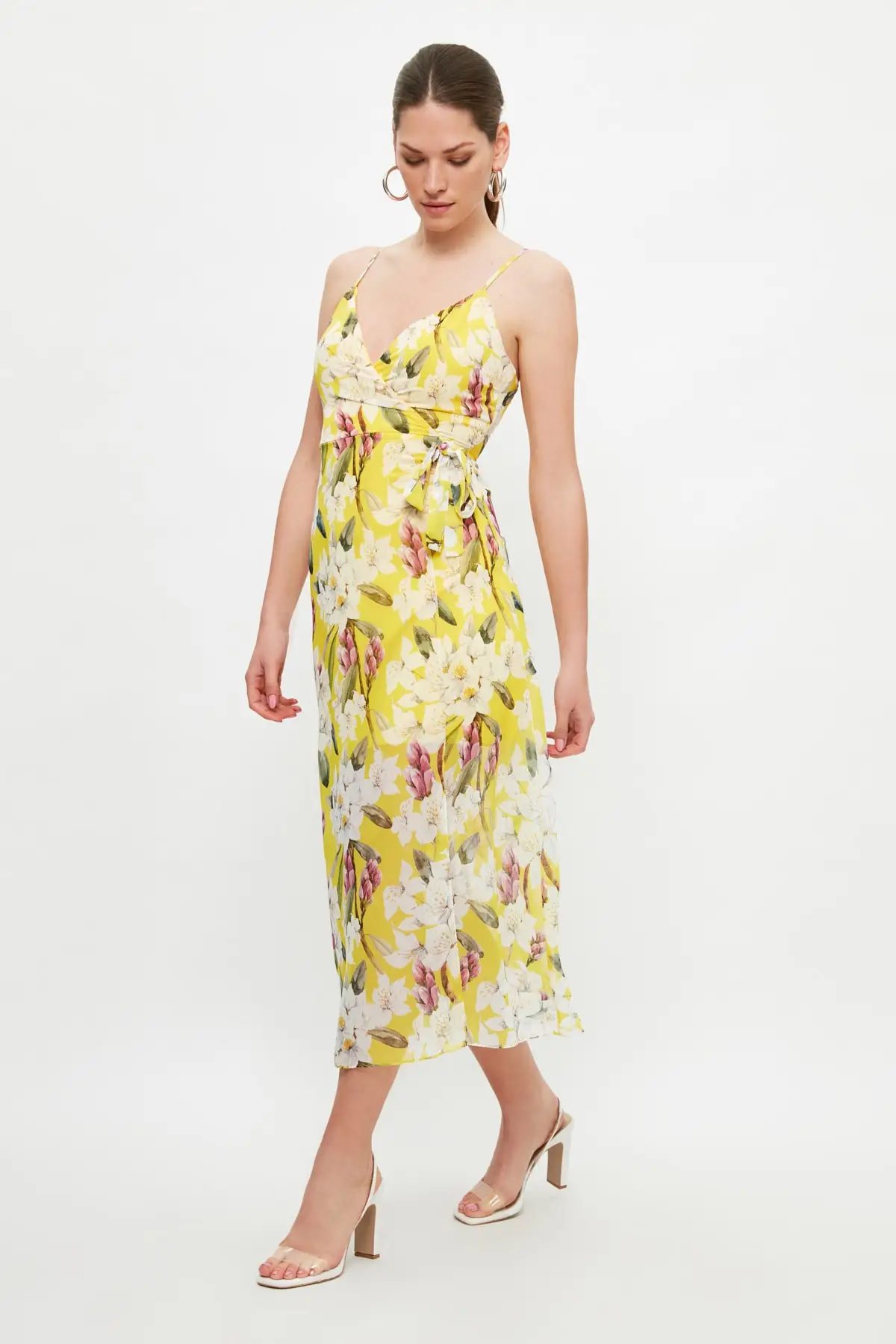 Trendyol Yellow Flower Print Dress TWOSS19EL0107 | Женская одежда