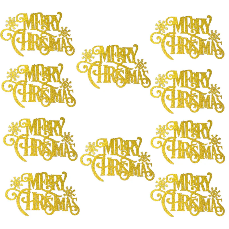 

10pcs Christmas Cake Decoration Merry Christmas Cake Toppers Gold Red Snowflake Cupcake Topper for Christmas Party Decoration