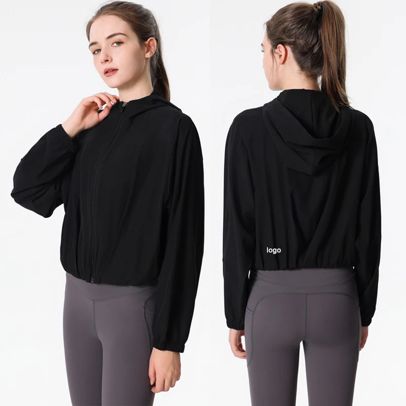 

Женская спортивная куртка на молнии с логотипом, тренировочная куртка с длинным рукавом для йоги и фитнеса, Уличная Повседневная модная теплая куртка с капюшоном