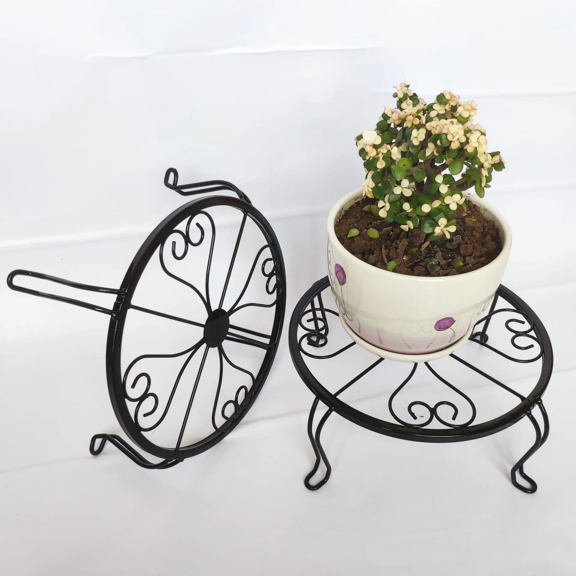 

Metal Plant Stands for Flower Pot Heavy Duty Potted Holder Metal Rustproof Iron Garden Container Round Supports Rack for Planter