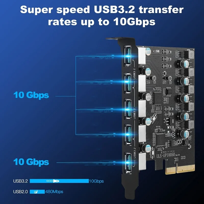 USB 3 2 карта 5 портов Gen2 20Gpbs PCIe X4 TYPEA хаб для настольного ПК без блока питания ASM3142 чип