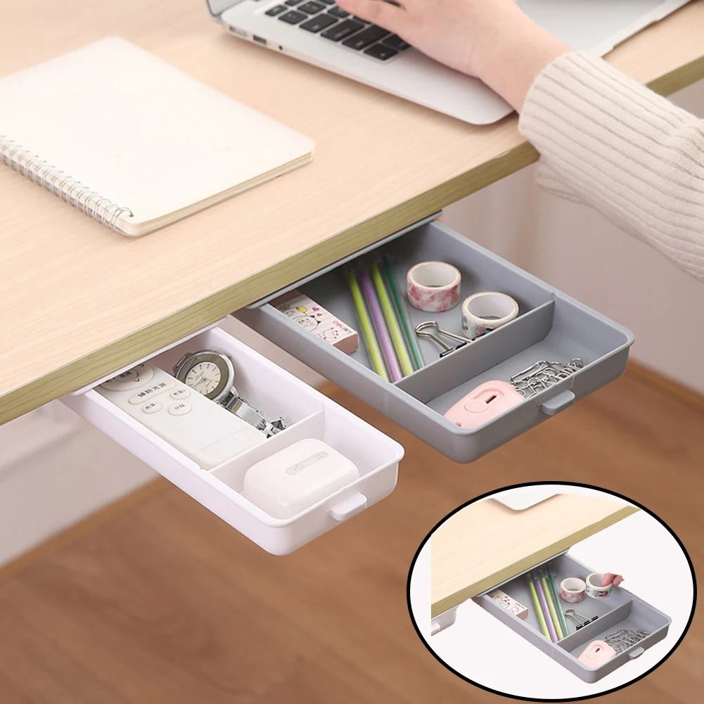 

Self Stick Table Storage Drawer Organizer Box Pencil Tray Desk Hidden Under Desk Stand Self-adhesive under-drawer Storage Box