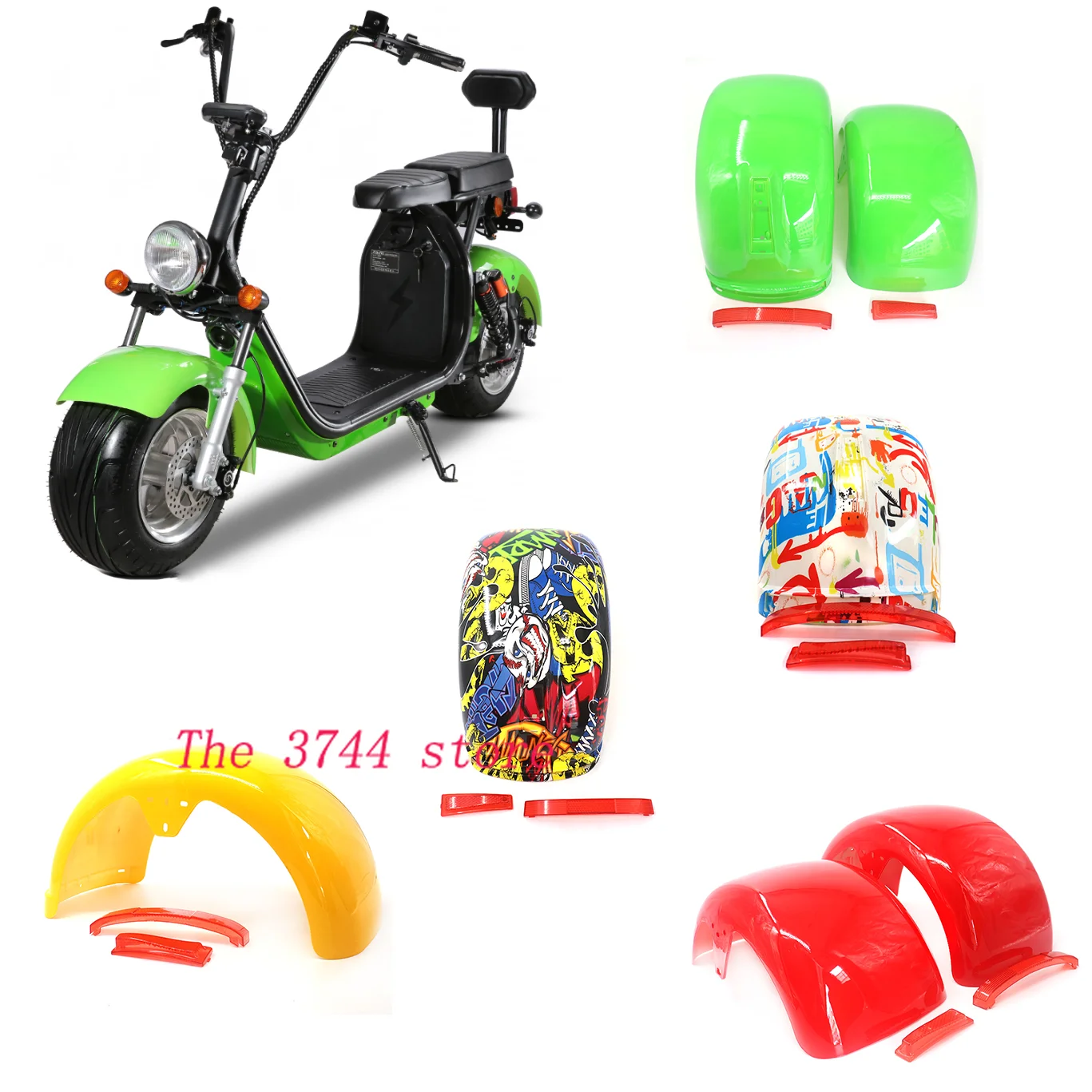 

Переднее заднее крыло, брызговики с задними фонарями, пластиковый корпус для электрических скутеров Citycoco для шин 225/55-8 18x9.50-8 225/40-10