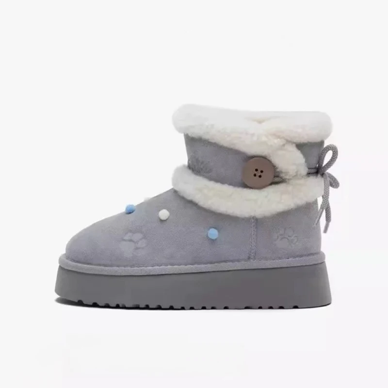 Женские зимние ботинки на платформе плоской подошве с мехом короткие плюшевые