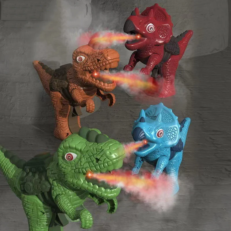 

Children's Electric Fire-breathing Dinosaur Spray Gun Net Red Tyrannosaurus Rex Triceratops Animal Sound and Light Toys Boy Gift