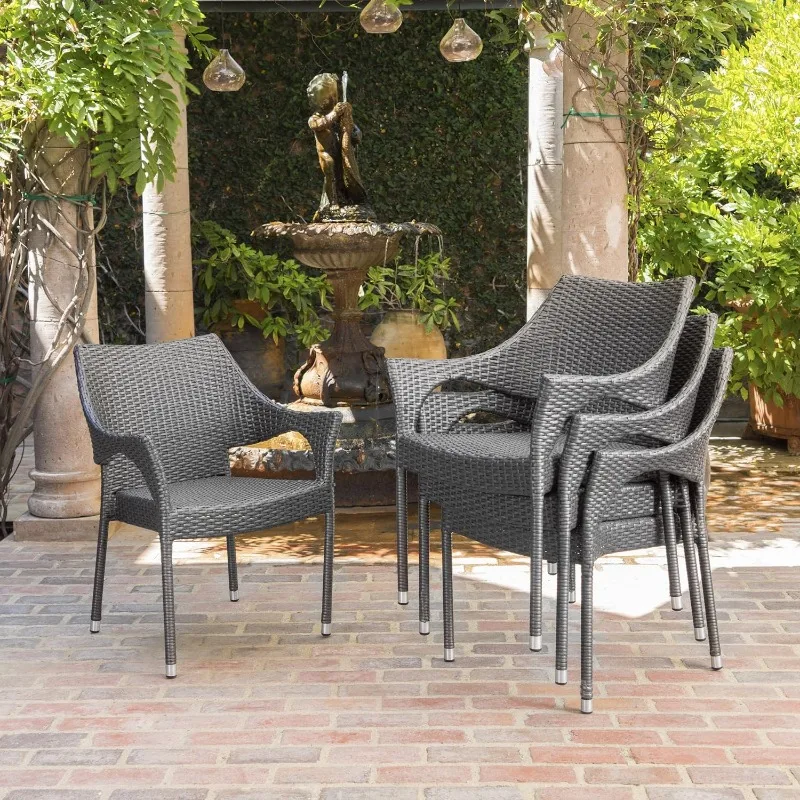 

Mirage Outdoor Wicker Stacking Chairs, 4-Pcs Set, Grey