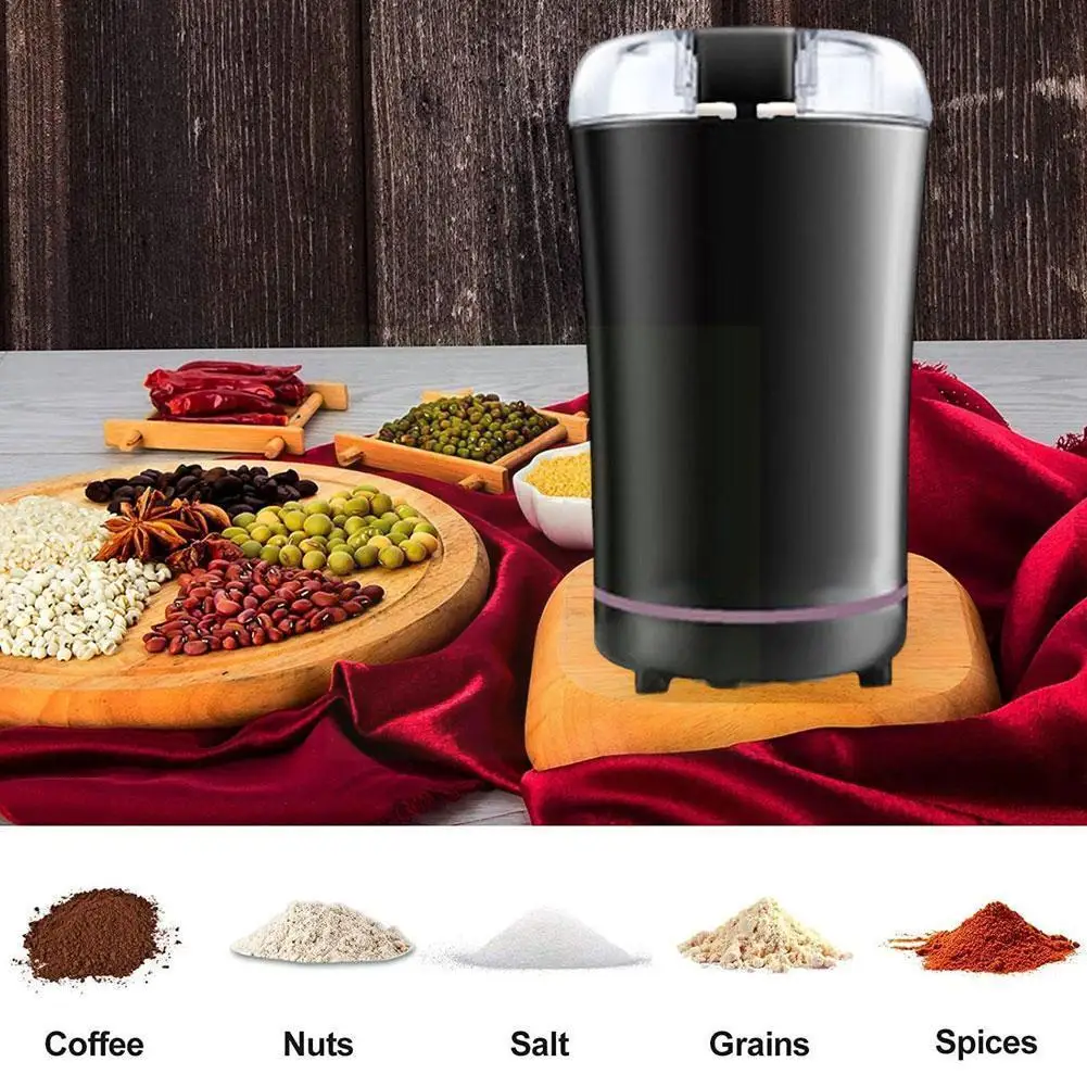 

Mini Electric Coffee Grinder Cafe Grass Nuts Herbs Grinder Machine Grains Tobacco Mill Flour Coffee Spice Beans Pepper A9n1