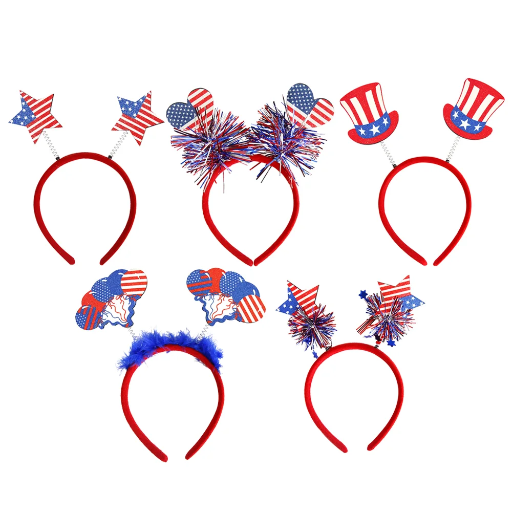 

5pcs Festival Headband Independence Day Headdress Hairband Prop Independence Day Props Decorative Hairband Hair Decor