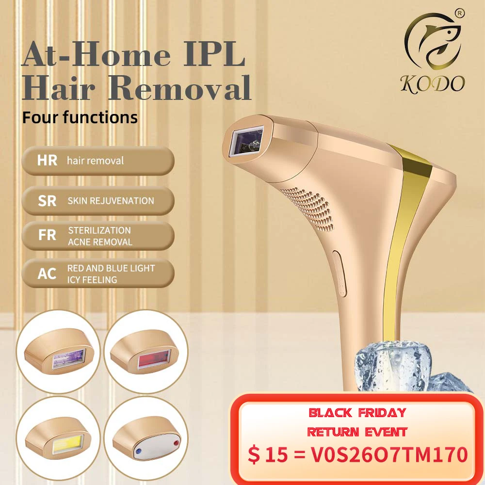 Лазерный эпилятор для удаления волос KODO 2024, лазерный эпилятор для долговременного безболезненного удаления волос IPL, фотоэпилятор 4 в 1 для лица и тела