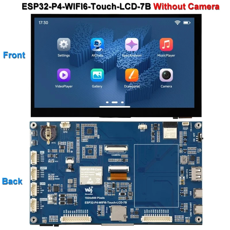 Фото Плата для разработки ESP32-P4 WIFI6 с 7-дюймовым дисплеем 1024×600 пикселей, ESP32-C6 BLE5.0, 32 МБ PSRAM, Deepseek AI №2