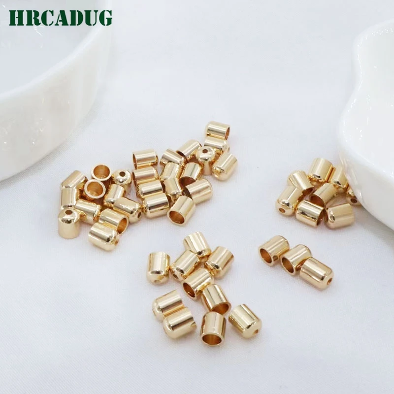 5mm*4mm Smooth Round Rope Tail Caps 18K Gold-Plated Braided Leather Rope End Cap For DIY Jewelry Making Supplies And Accessories