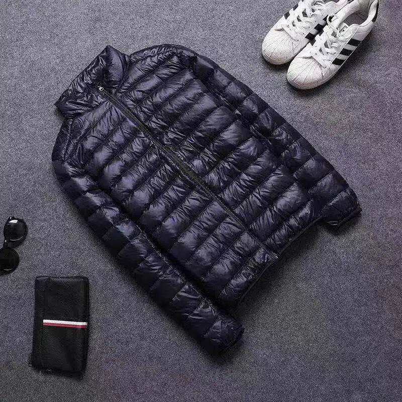 Down jacket men's all season super light packable waterproof windproof zipper jacket breathable oversize men's hoodie jacket