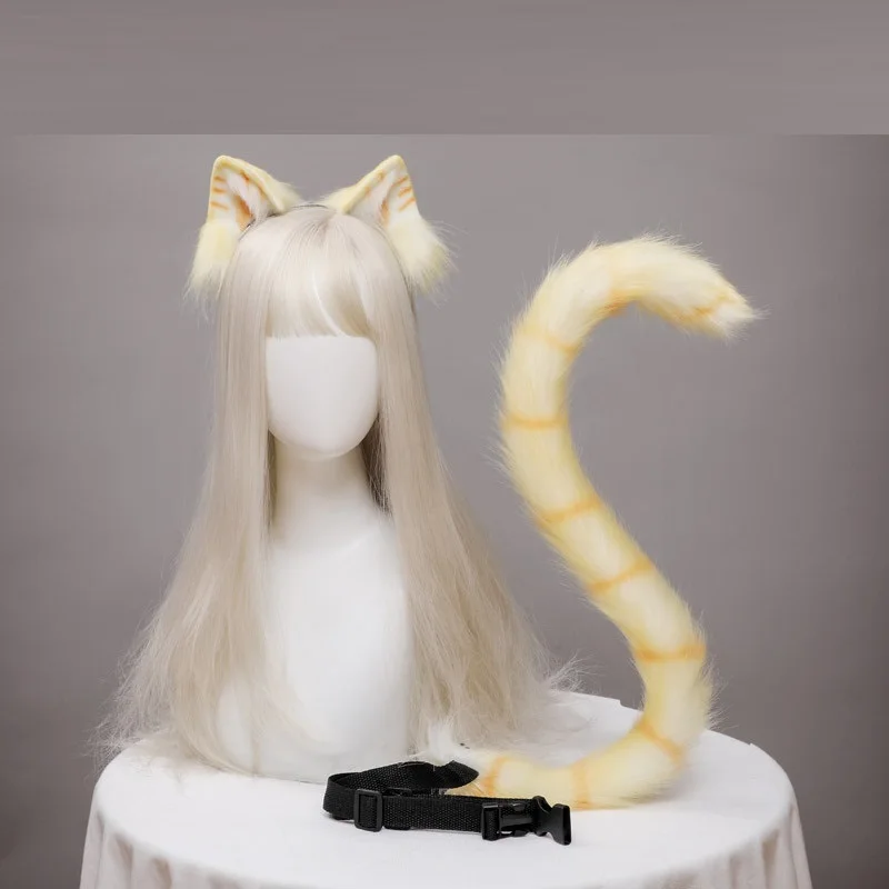 

Новинка плюшевые кошачьи ушки Реалистичная повязка на голову Лолита кошачий хвост ожерелье аниме для вечеринки Косплей Костюм ручной рабо...