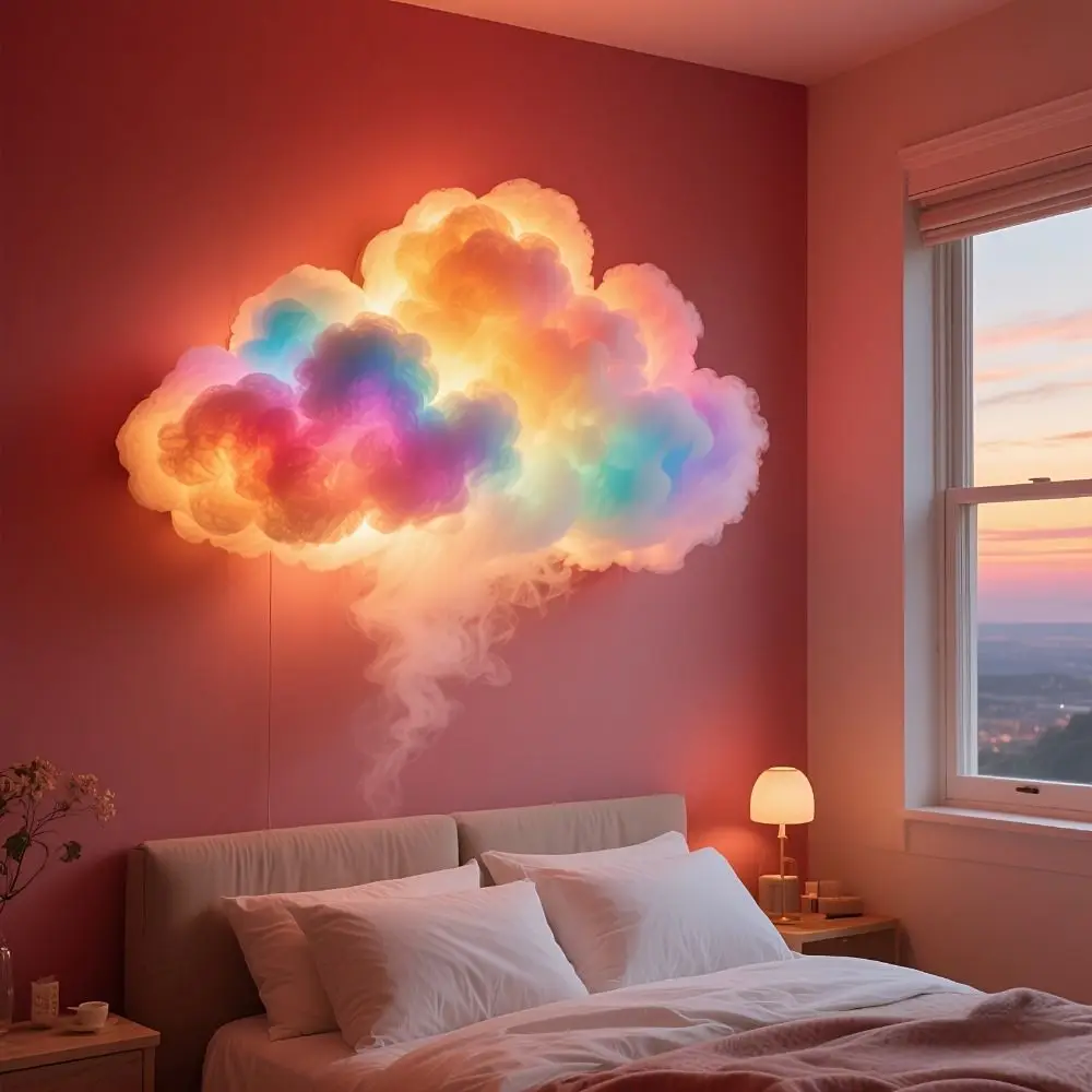 Фото Регулируемая светодиодная лампа-облако Thundercloud, многоцветная, с USB-питанием, динамическая подсветка, с пультом ДУ, Cotton Cloud №5