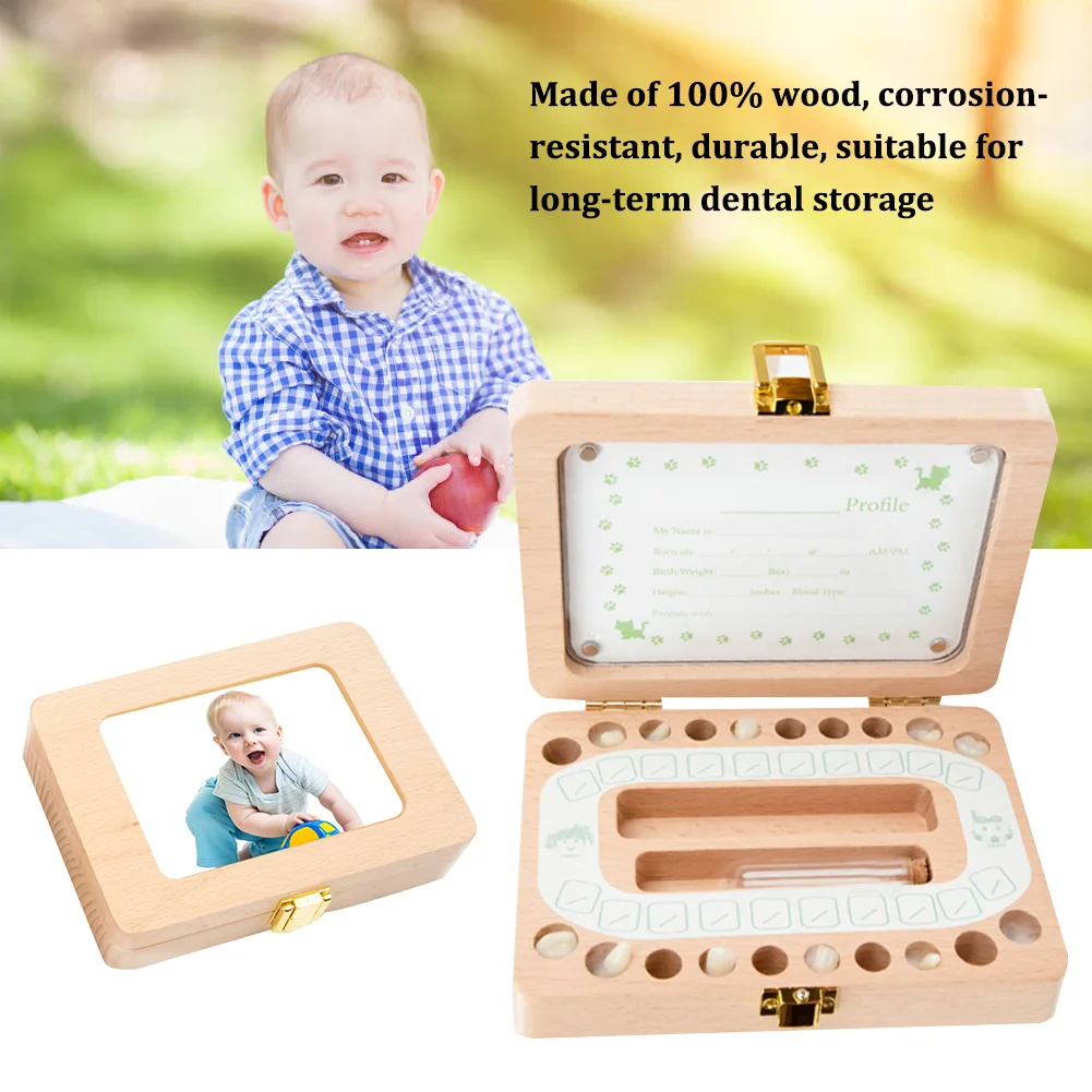 

Milk Teeth Storage Wooden Photo Frame Fetal Hair Deciduous Tooth Box Organizer Umbilical Lanugo Save Collect Baby Souvenirs Gift