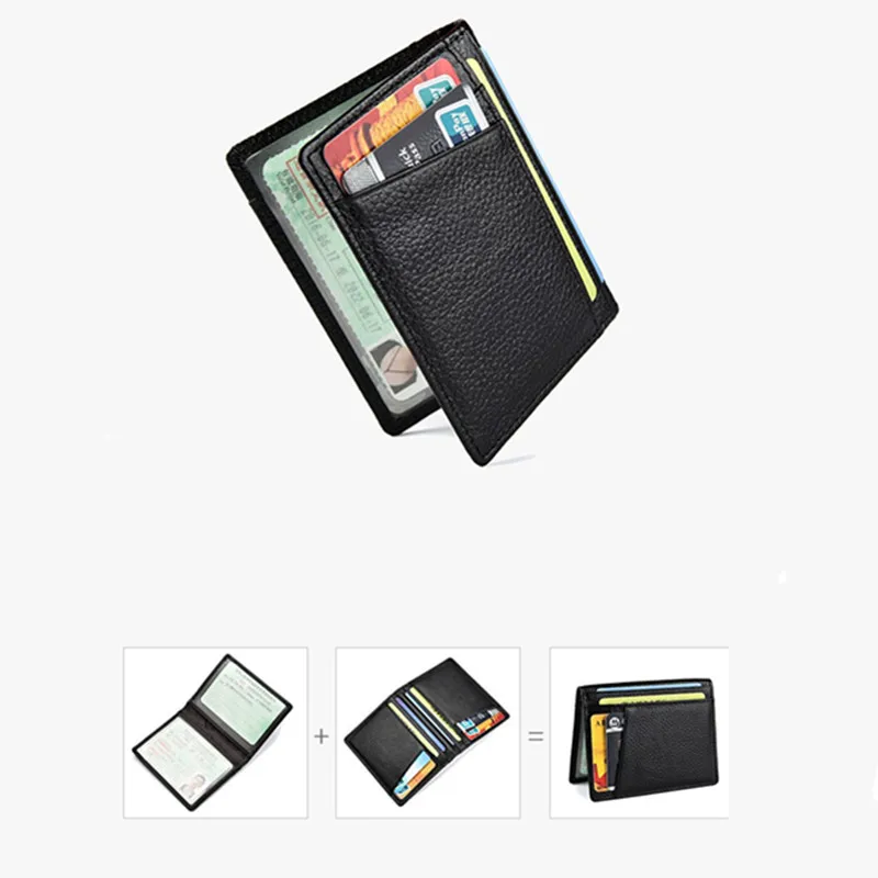 

RFID Blocking Card Wallet Ultra-thin Genuine Leather Men's Wallet Credit Card Holder Coin Pouch Card Protect Case Pocket Purse