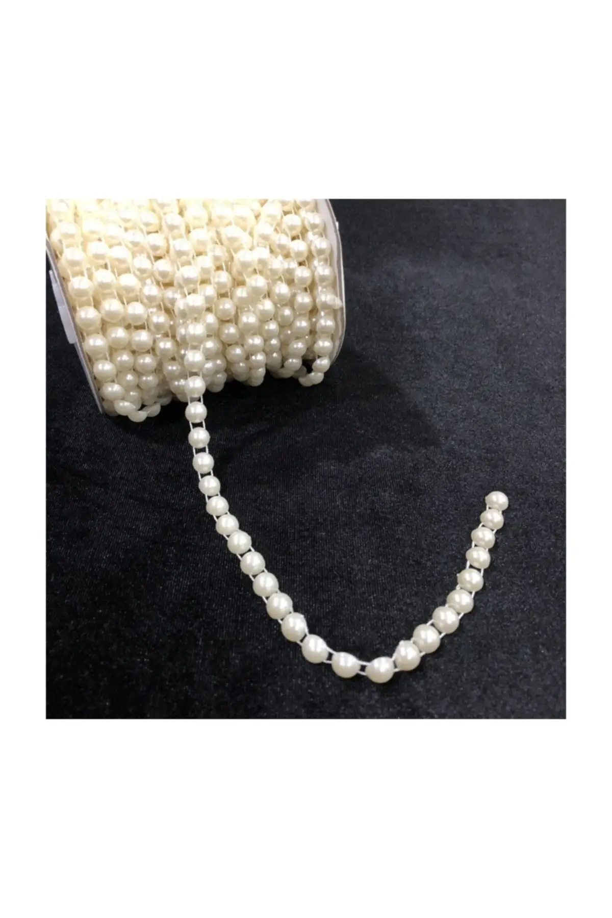 

Half Pearl Beads Cream Ribbon 6mm 5 metre henna bride veil welon