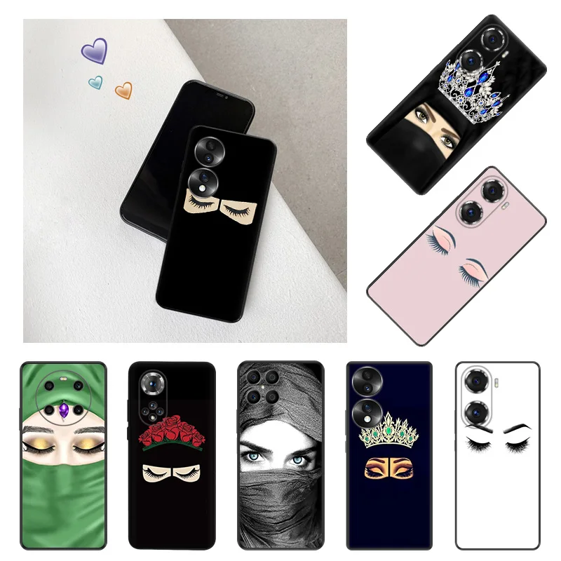 

Черный матовый противоударный чехол для телефона Honor X9 X8 X7 X6 X40 X40i Play6T 6C 9A Magic4 70 60 50 30i 20, хиджаб, мусульманская девушка, художественный чехол