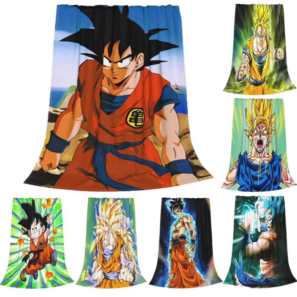 

Son Goku Strong Blankets Coral Fleece Plush Printed Japanese Anime Manga Soft Throw Blanket for Bedding Couch Bedding Throws