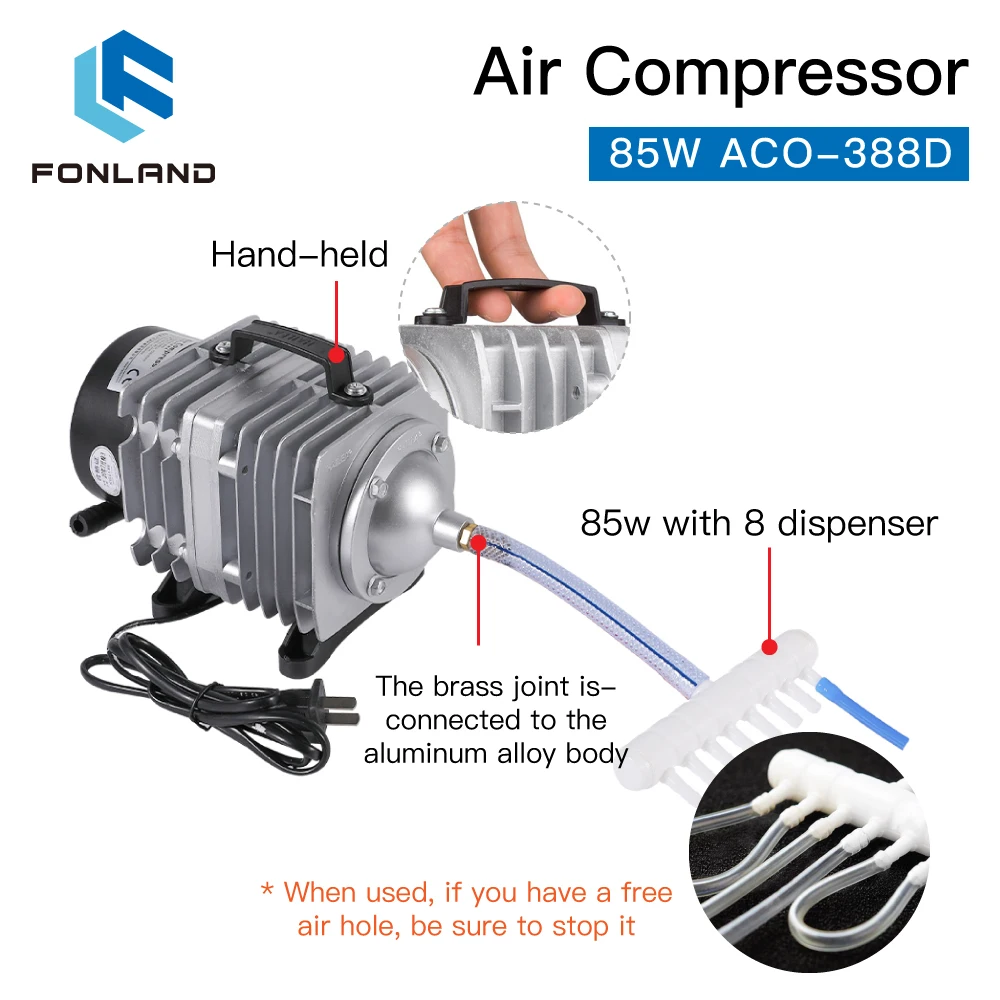 FONLAND 85W ACO-388D Air Compressor Electrical Magnetic Air Pump for CO2 Laser Engraving Cutting Machine enlarge