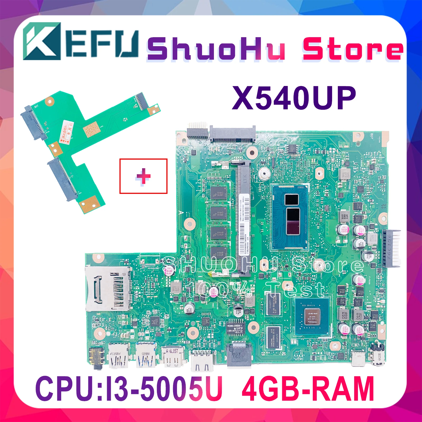 

X540UP Motherboard For ASUS VivoBook VM520U A540U X540UV X540U X540LJ R504U Laptop MotherboardI3-5005U 4GB-RAM Original 100%Test