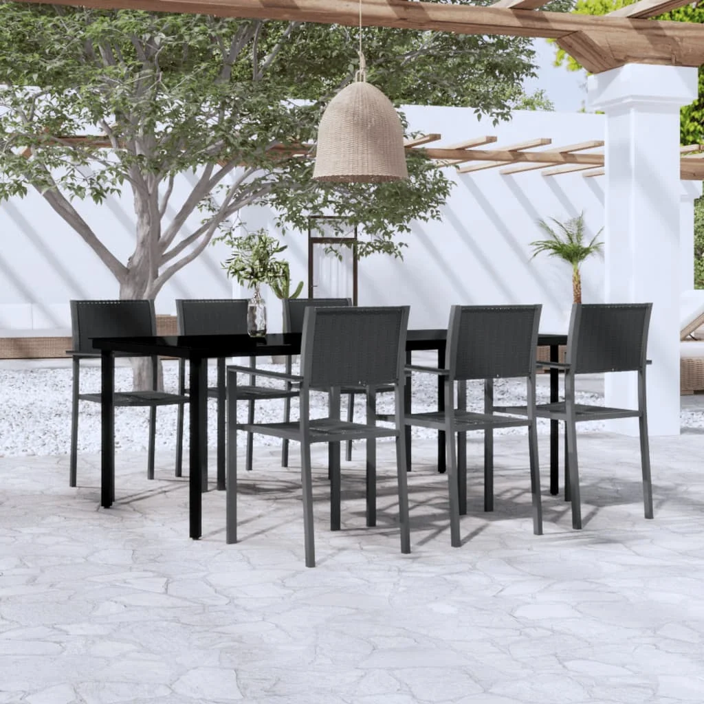 

7 Piece Garden Dining Set,Patio Table and Chair Set, Black