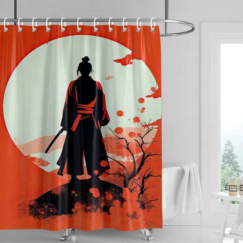Занавеска для душа Gogi в японском стиле с принтом ретро устойчивая к выцветанию